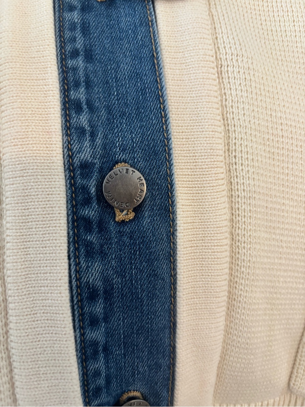 Velvet Heart Denim Jean Jacket Blue and Cream - Picture 4 of 4